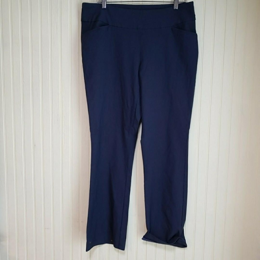 Counterparts Dress Pants Womens 1X Blue Ponte Pull On Elastic Waist Stretch